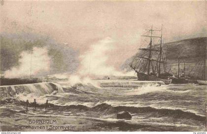 Bornholm DK Snehavnen Stormveir Hafen Segelschiff Sturm Wellen