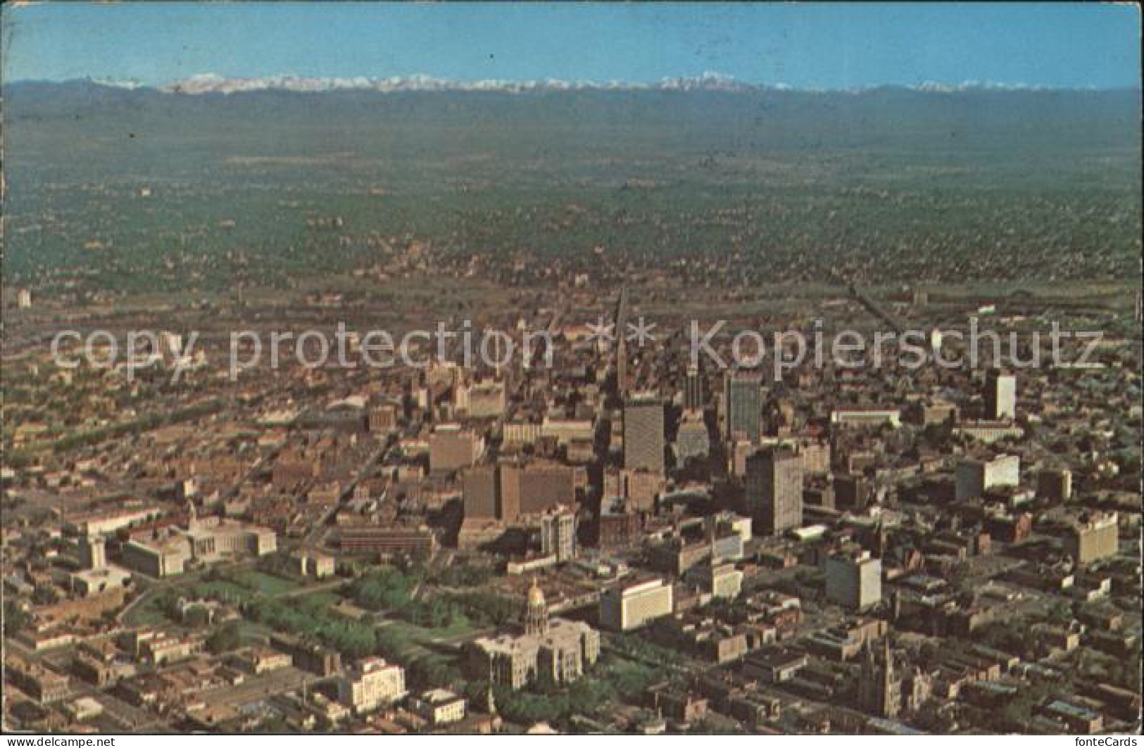 Denver Colorado Aerial view of Downtown Rocky Mountains