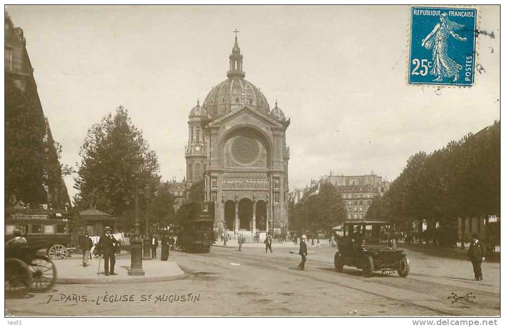 Dép 75 - Paris - Arrondissement 08 - L´église Saint Augustin - Voitures - Automobile - Chemins de fer - Tramways - Tram