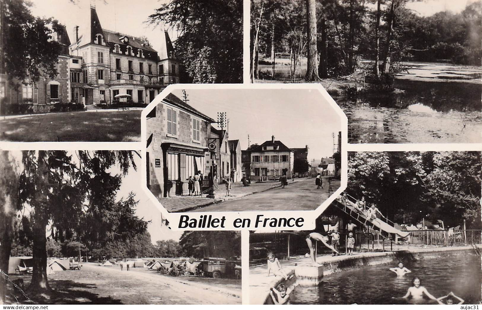 Dép 95 - Pompes - Pompe à essence Azur sur une vue - Baillet en France - Souvenir - Multivues - état