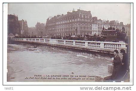 Dép75 - Paris - Arrondissement: 01 ou 04 ou 05 ou 06 - Inondations de 1910 - RF4980 - Le Pont St-Michel  - bon état