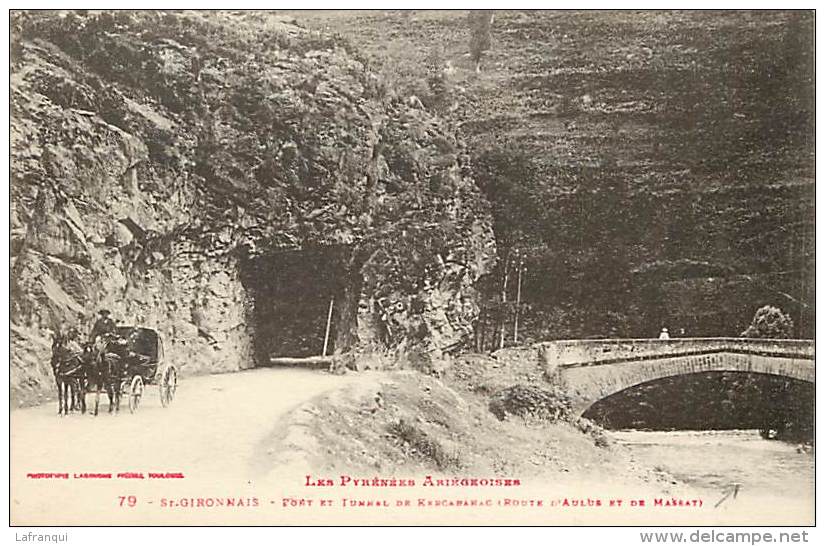 - dept div - ariege -ref CC458 - pont et tunnel de kercabanac ( route d aulus et de massat ) - carte bon etat -