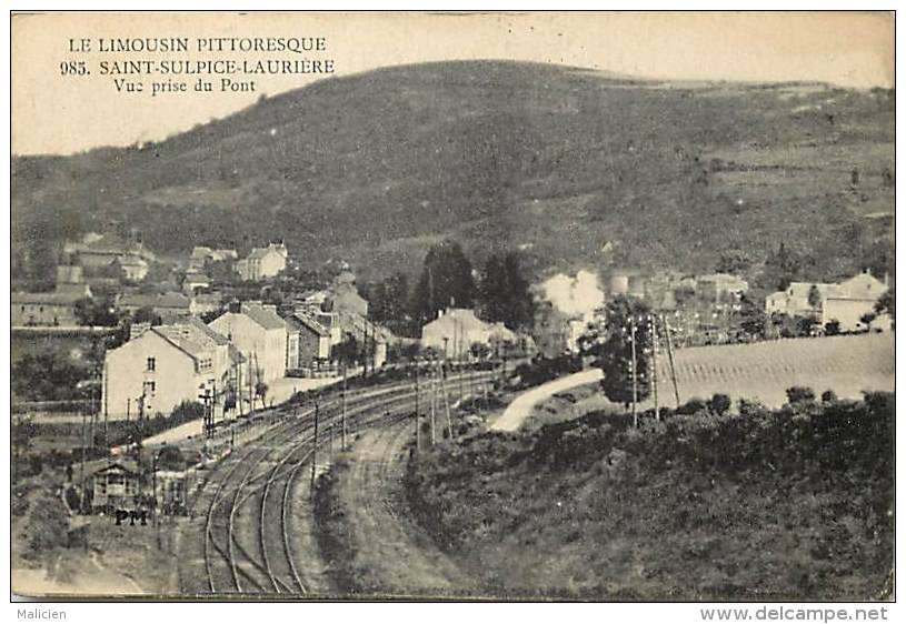 dept div- haute vienne -ref- V697 - saint sulpice lauriere - st sulpice lauriere - vue prise du pont - train - trains -
