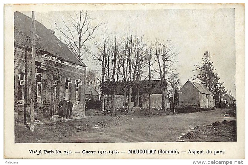dept div - somme - ref- V828 - maucourt - aspect du pays - guerre 1914-15 - carte bon etat -