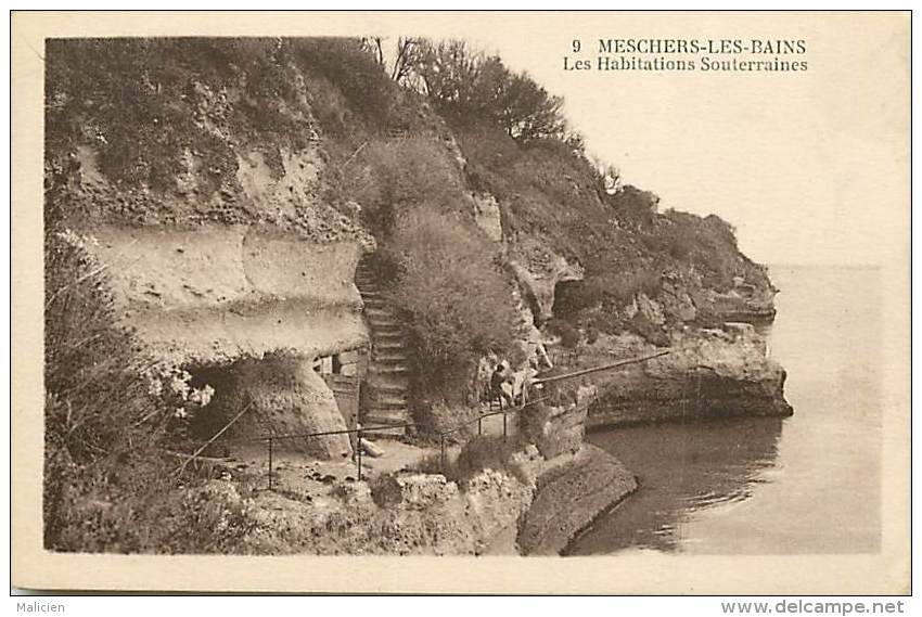 depts divers- charente maritime - ref BB497 - meschers les bains - les habitations souterraines - grotte - grottes -