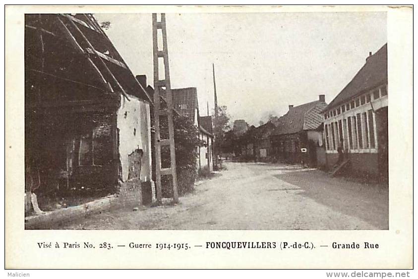 - depts divers - ref- EE455 - pas de calais - foncquevillers - grande rue - guerre 1914-1915 -