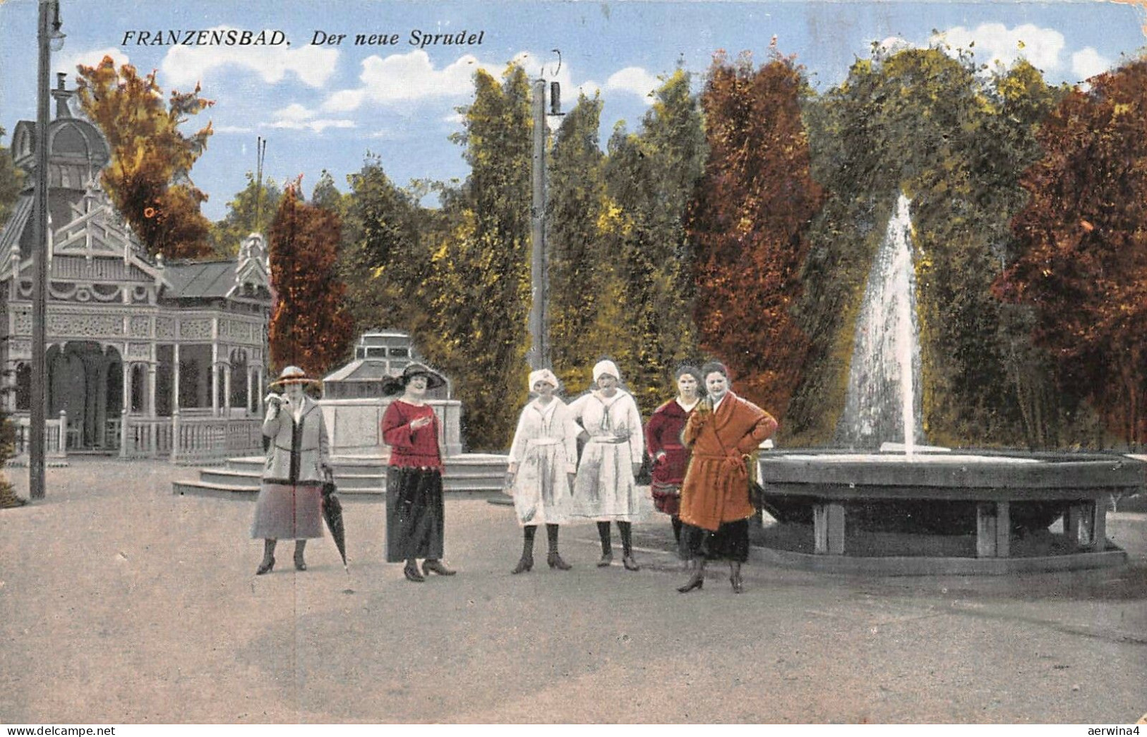 Der neue Sprudel Franzenbad Böhmen Mähren Postkarte