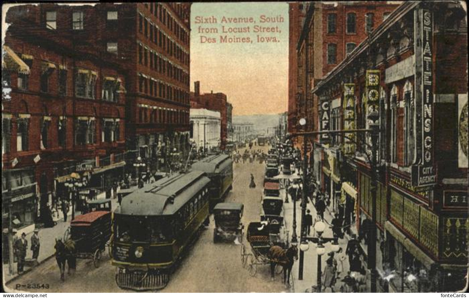 Des Moines Iowa Sixth Avenue Strassenbahn Kutsche