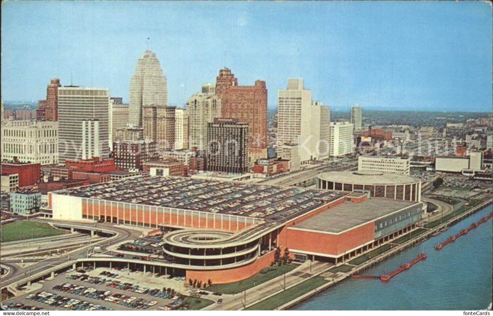 Detroit Michigan Fliegeraufnahme Detroit Civic Center Skyline