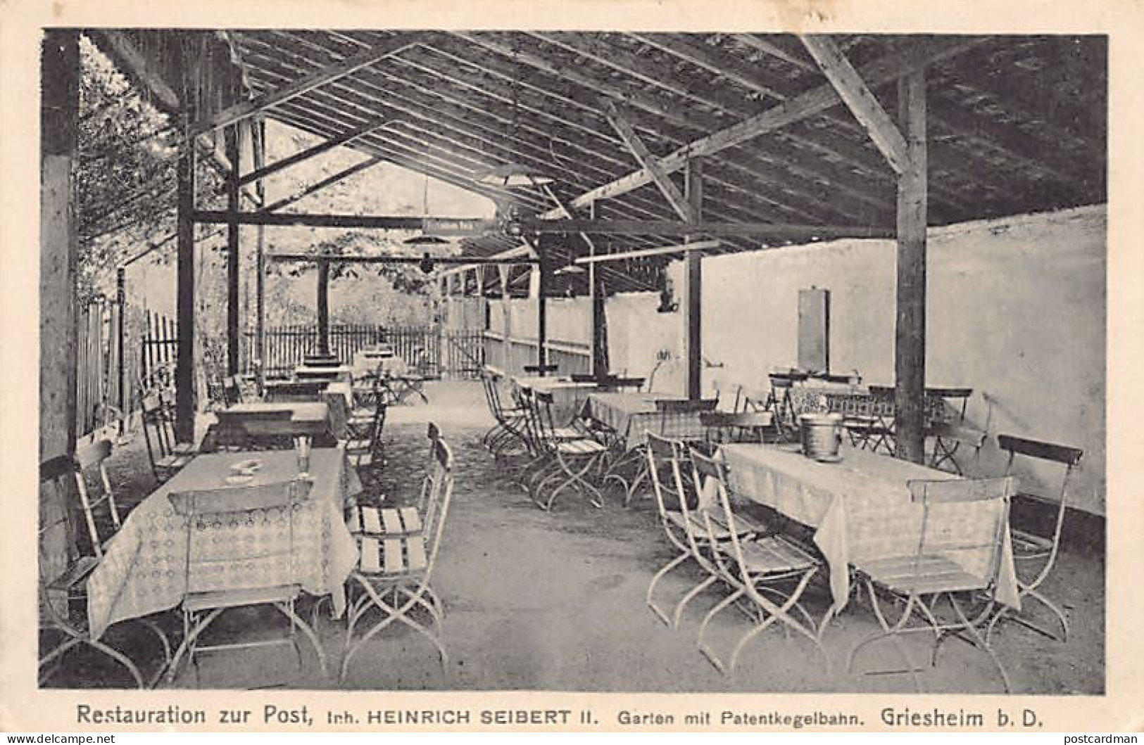 Deutschland - GRIESHEIM - Restauration zur Post, Inh. H. Seibert II, Garten mit Patentkegelbahn