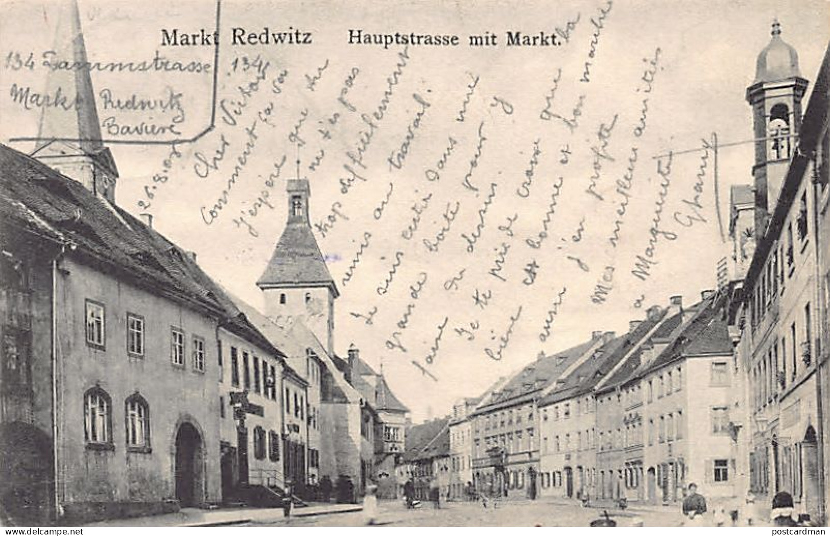 Deutschland - Marktredwitz (BY) Hauptstrasse mit Markt Verlag von Thorn & Co. Marktredwitz