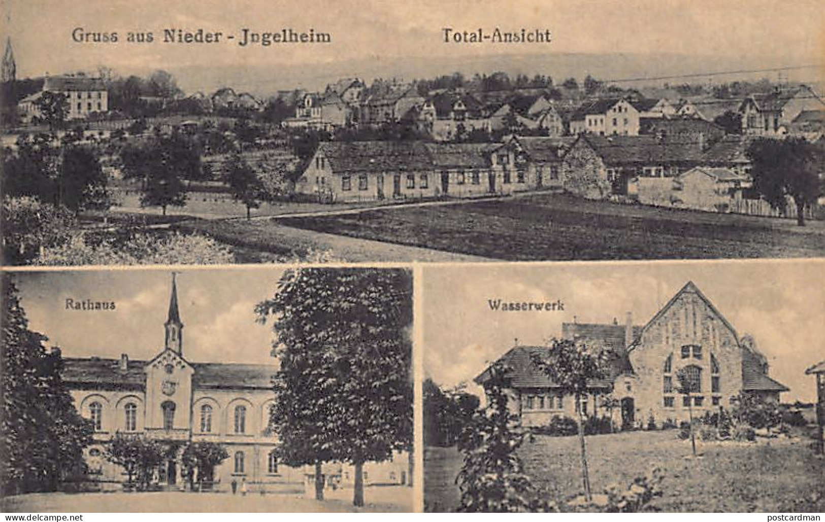 Deutschland - NIEDER-INGELHEIM - Totalansicht - Rathaus - Wasserwerk