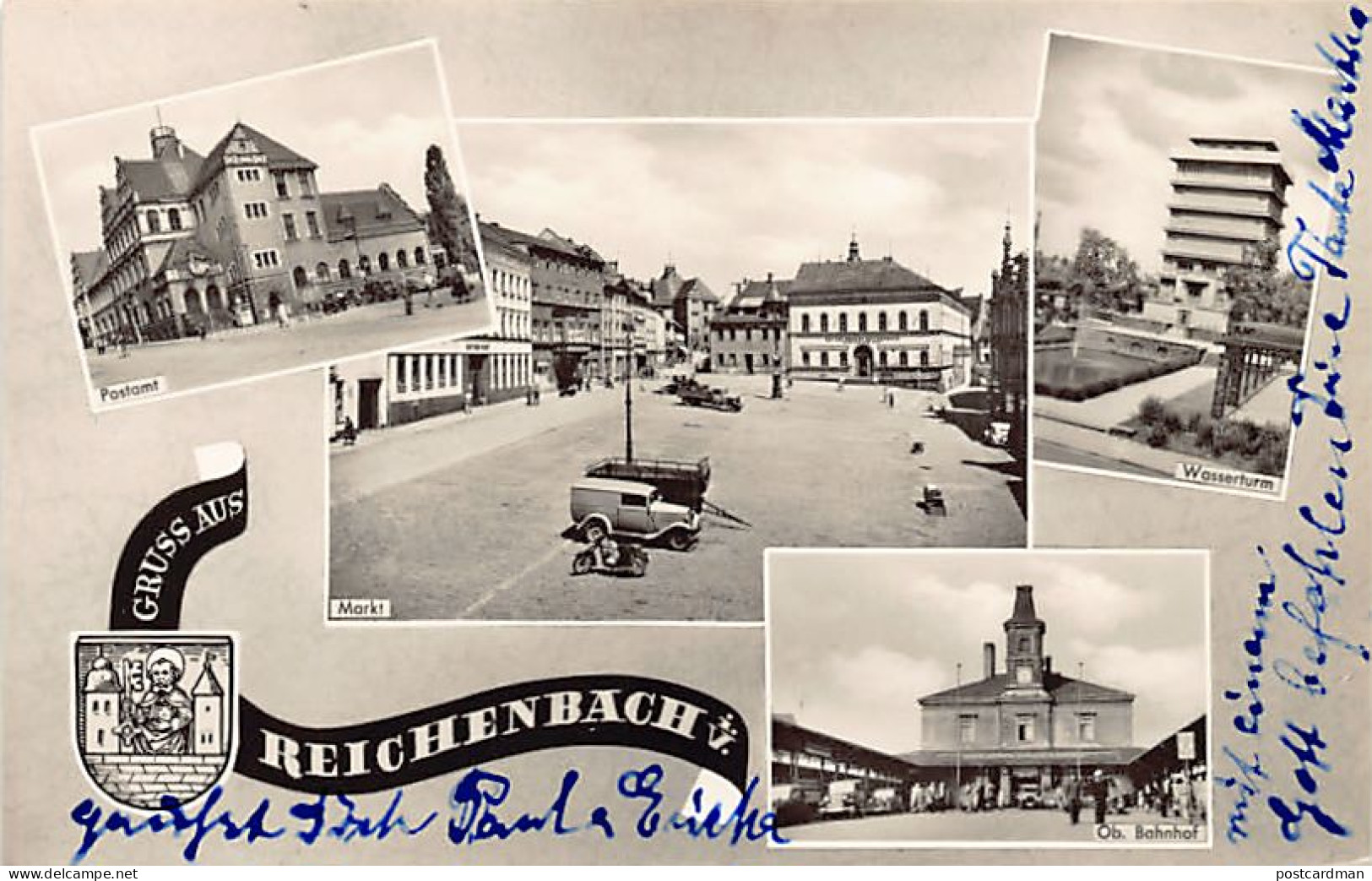 Deutschland - REICHENBACH - Markt - Wasserturm - Ob. Bahnhof - Postamt