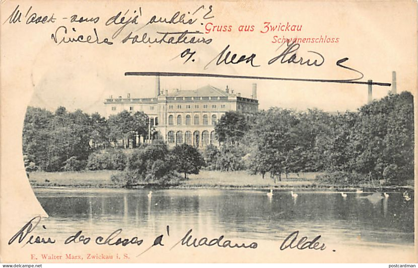 Deutschland - Zwickau (SN) Gruss aus Zwickau Schwanenschloss - Verlag E. Walter Marx, Zwickau