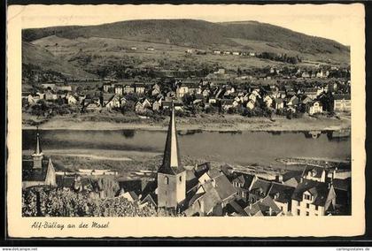 AK Alf-Bullay an der Mosel, Ortsansicht mit Kirche und Fluss