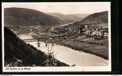 AK Alf-Bullay /Mosel, Panoramablick auf die Orte und ins Moseltal