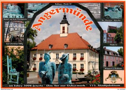 Angermuende Kunst auf dem Marktplatz von Christian Uhlig Rathaus St Marienkirche