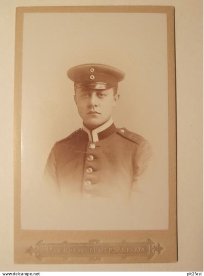 Kabinettfoto - Max Kretzschmer in Anklam i. Mecklenburg , Soldat , Uniform ,  Adel , CDV , Photographie , Kabinett !!