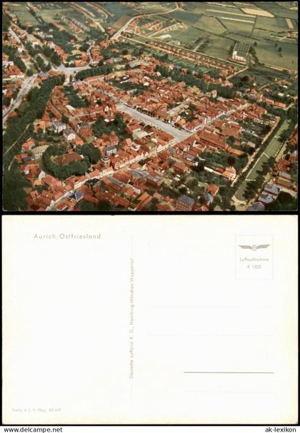 Aurich-Leer (Ostfriesland) Luftbild Aurich Totalansicht v. Flugzeug aus 1960