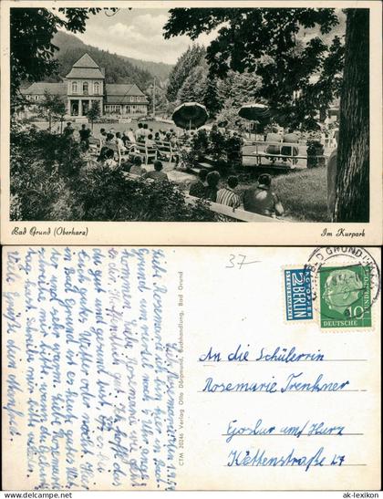 Ansichtskarte Bad Grund (Harz) Im Kurpark 1954