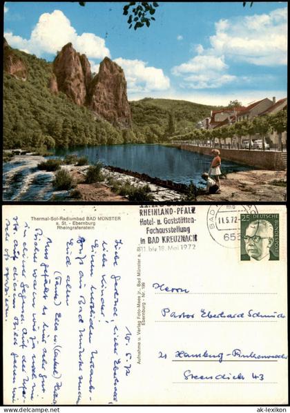 Ansichtskarte Bad Münster am Stein-Ebernburg Rheingrafenstein Fluß 1972