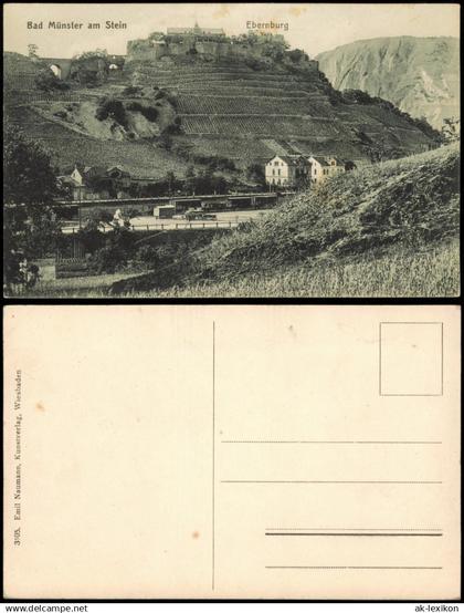 Bad Münster am Stein-Ebernburg Blick auf Bahnstrecke und Ebernburg 1914