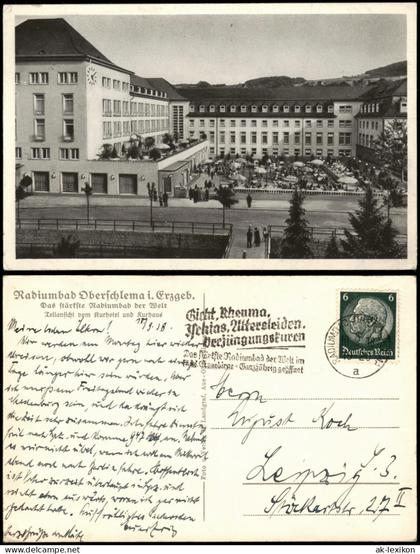 Ansichtskarte Oberschlema-Bad Schlema Radiumbad Kurhotel und Kurhaus 1938