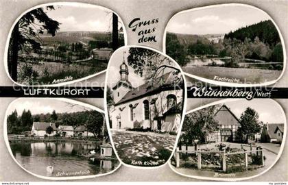 Wuennenberg Bad Aamuehle Schwanenteich Katholische Kirche Brunnen Fischteiche