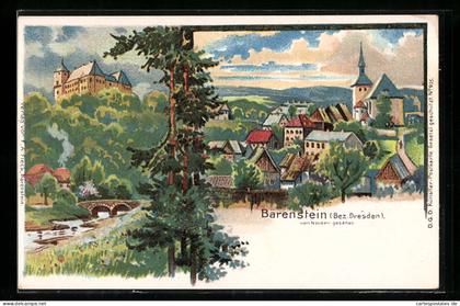 Lithographie Bärenstein, Totalansicht von Norden