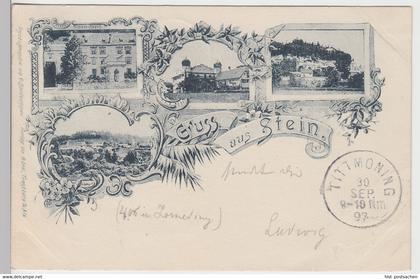 (107182) AK Gruß aus Stein an der Traun, Schloss, Gasthaus zur Post 1897