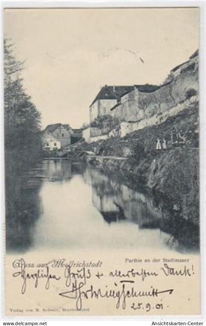 39037159 - Mellrichstadt. Partie an der Stadtmauer gelaufen am 25.09.1901. Gute Erhaltung.