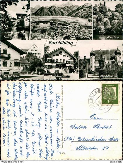 Ansichtskarte Bad Aibling Mehrbild Glonnpartie Kurhaus Ratskeller 1964