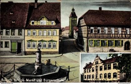 CPA Bad Rodach Oberfranken Bayern, Markt und Bürgerschule, Kürschner Bräcklein, Gasthaus