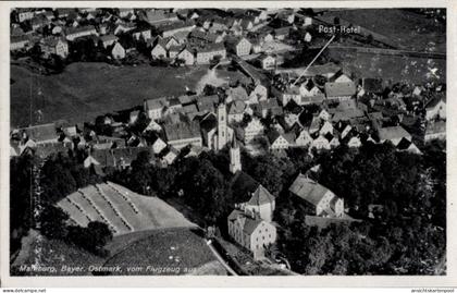 CPA Mainburg im Hallertau Niederbayern, Luftaufnahme vom Ort, Post Hotel