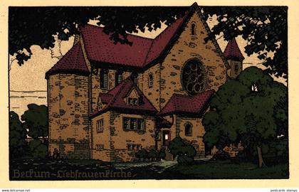 Beckum, Liebfrauenkirche, Steindruck-AK, um 1920