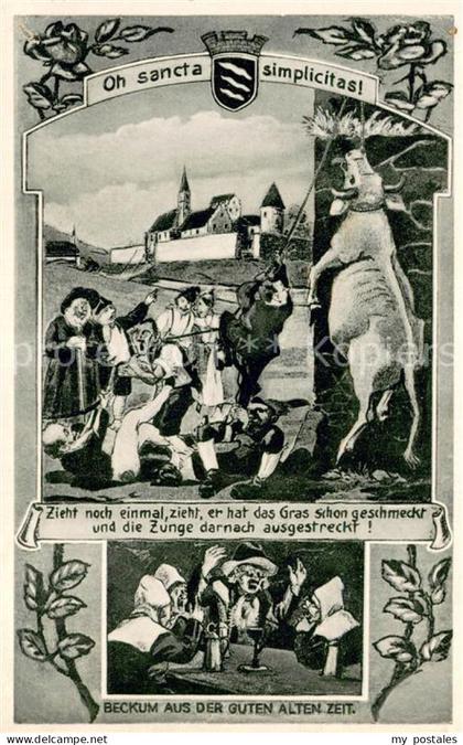 Beckum  Westfalen Beckum aus der guten alten Zeit Zeichnung-Karte