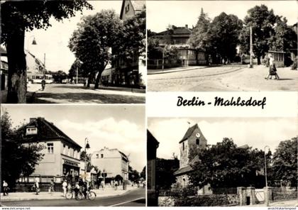 CPA Berlin Marzahn Mahlsdorf, Straßenpartien, Geschäfte, Kirche