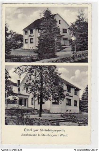 39064803 - Amshausen bei Steinhagen mit Hotel zur Steinhaegerquelle. Karte beschrieben. Gute Erhaltung.