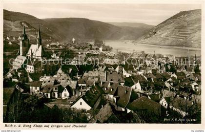 Bingen Rhein Blick von der Burg Klopp auf Bingen und Rheintal
