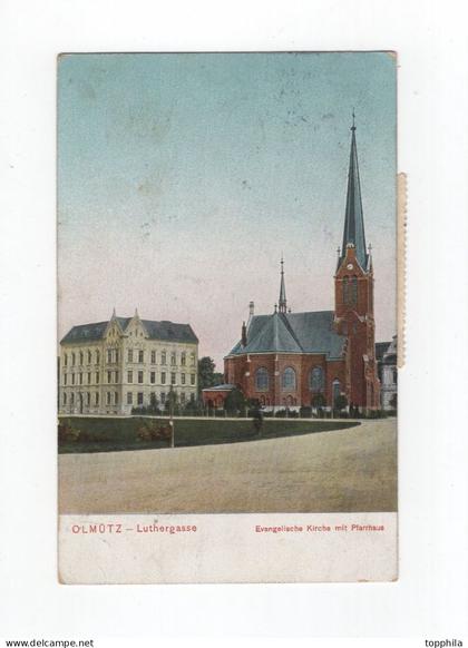1902 K.u.k. Österreich Tschechoslowakei Photokarte Olomouc / Olmütz Luthergasse, frankiert und zwei Vignetten