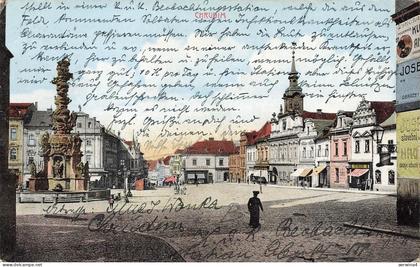 Ansicht Marktplatz und Denkmal in Chrudim Böhmen Postkarte AK 1915