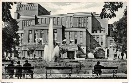 Stadttheater mit Leuchtbrunnen Bad-Teplitz Böhmen Mähren Postkarte AK 1941