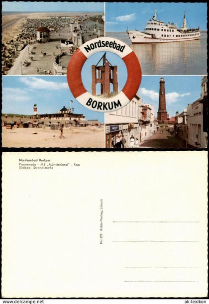 Borkum Mehrbildansicht Nordseebad Borkum mit MS Münsterland und Kap 1970