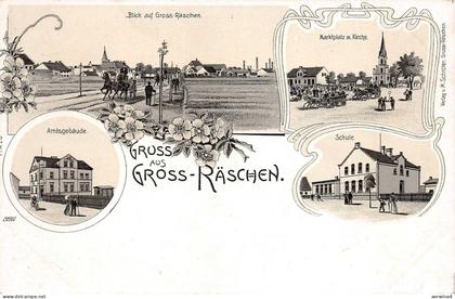 AK Großräschen Marktplatz Schule Litho Postkarte