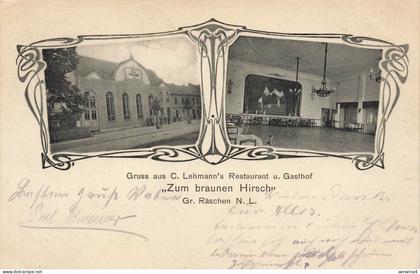 AK Großräschen Restaurant Gasthof Zum brauen Hirsch Brandenburg 1914 gelaufen