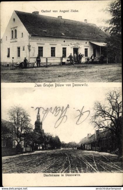 CPA Dennewitz Niedergörsdorf in Brandenburg, Dorfstraße, Gasthof von August Ziehe