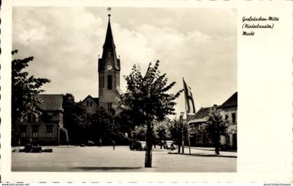 CPA Großräschen in der Niederlausitz, Markt, Fahne, Kirche