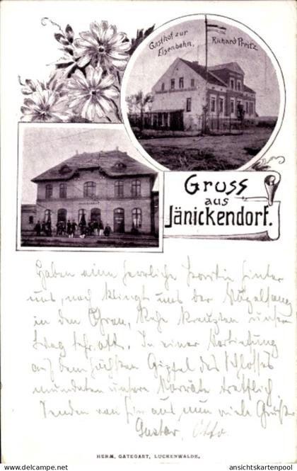 CPA Jänickendorf Nuthe Urstromtal Brandenburg, Gasthof zur Eisenbahn