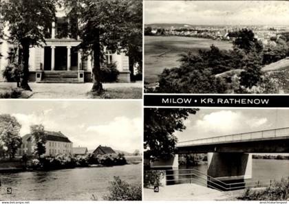CPA Milow im Havelland, Jugendklubhaus Freundschaft, Oberschule, Havelbrücke, Panorama