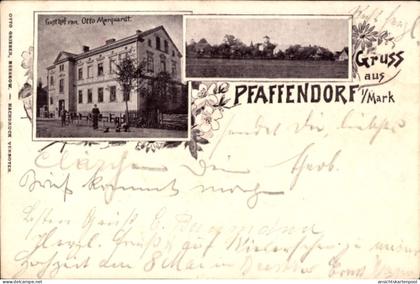 CPA Pfaffendorf Rietz Neuendorf in der Mark, Teilansicht, Gasthof von Otto Marquardt